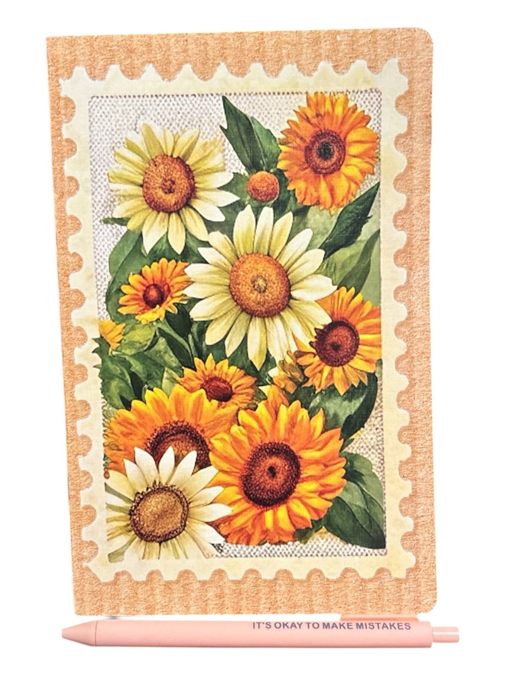 Sunflower Floral Notebook with Its Okay To Make Mistakes pen